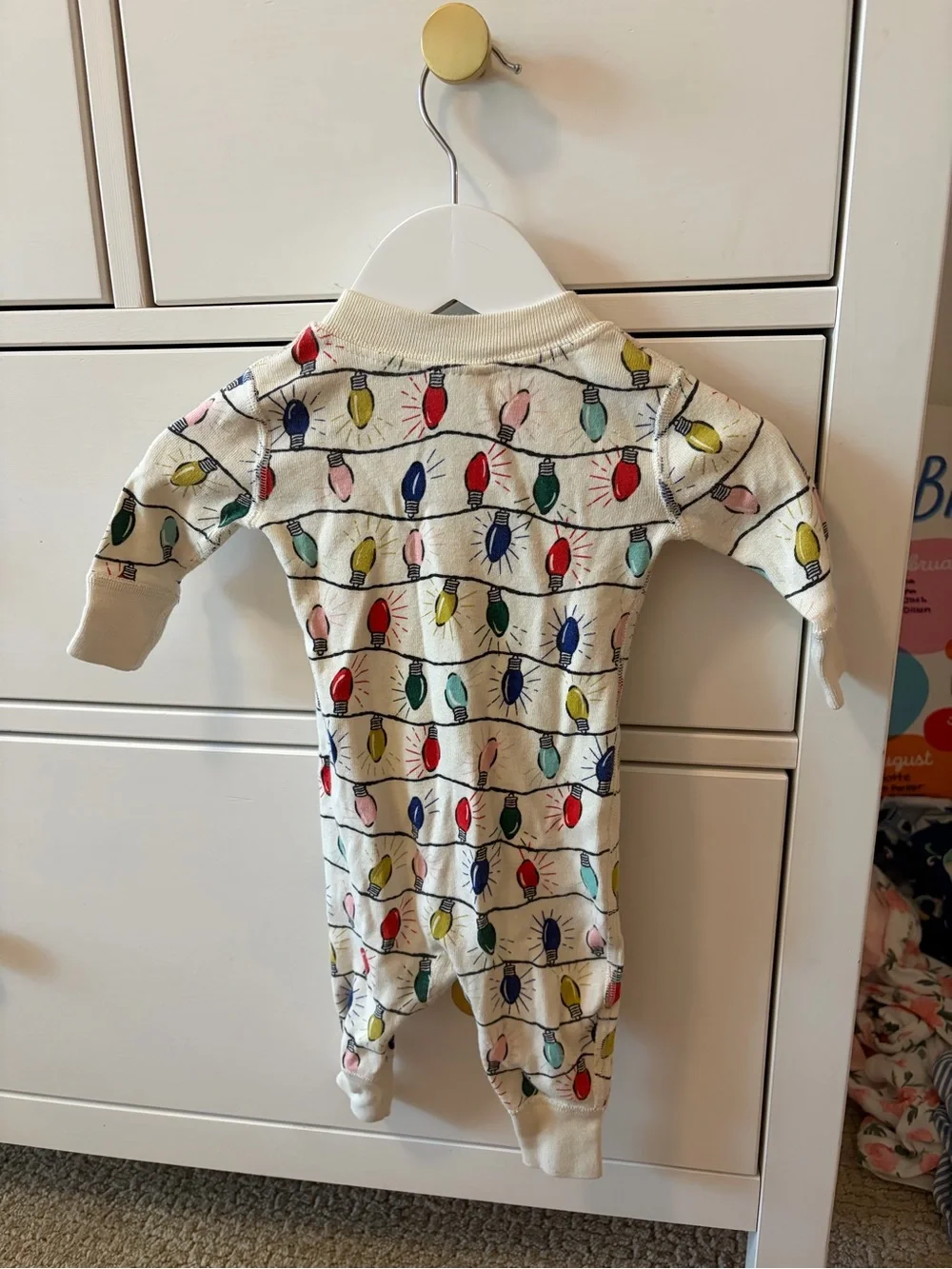 Hanna Andersson Christmas Lights Zip Romper Organic Cotton